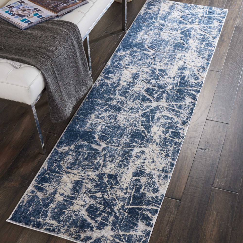 Heritage Runner Rugs KI356 by Kathy Ireland in Beige Blue